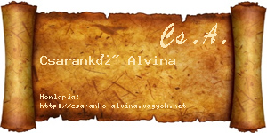 Csarankó Alvina névjegykártya